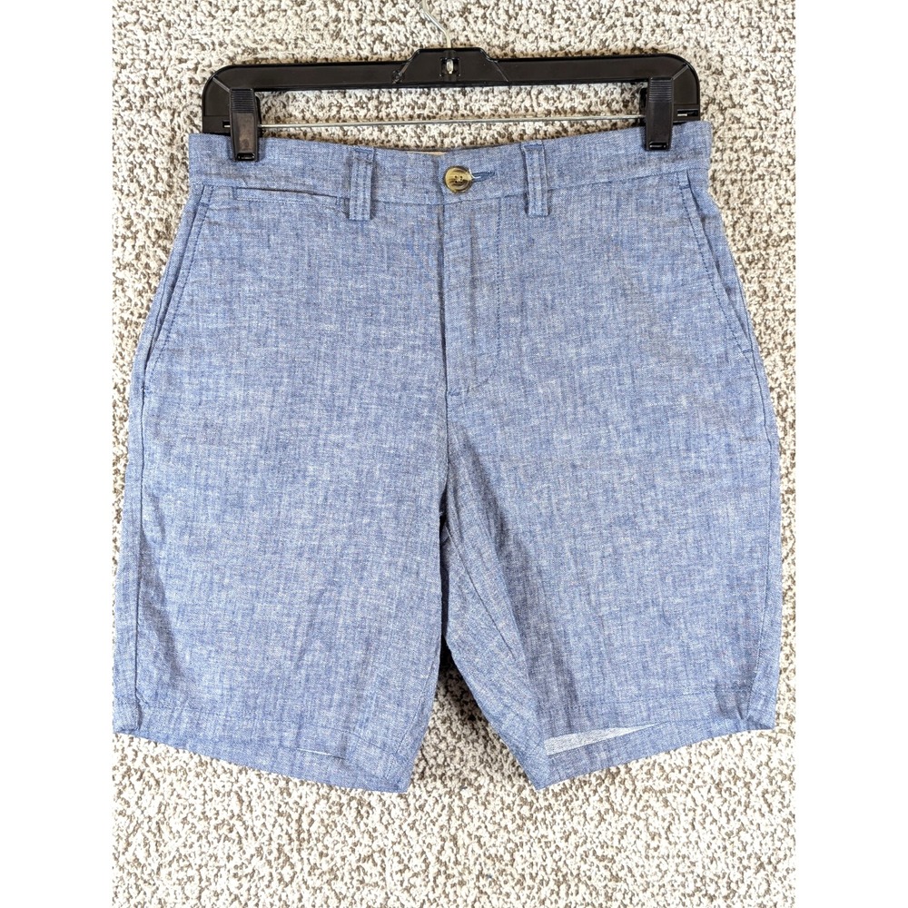 Old Navy Linen Blend Chino Shorts Men's 28 Blue Casual Golf Hike Herringbone